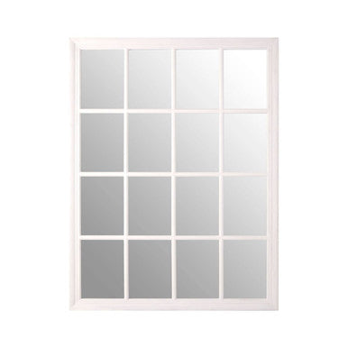 Orsina Hawthorne Grid Wall Mirror – Antique White Wooden Frame