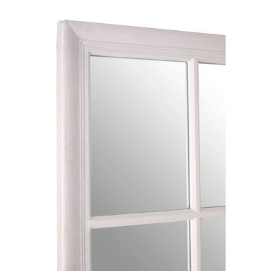 Orsina Hawthorne Grid Wall Mirror – Antique White Wooden Frame