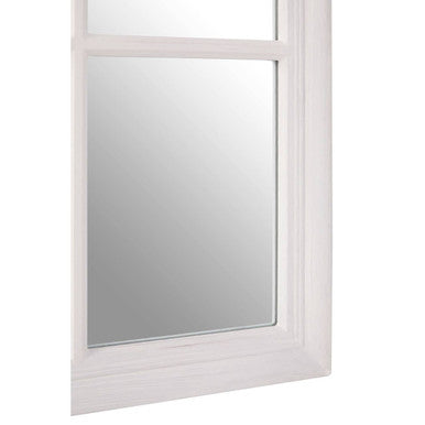 Orsina Hawthorne Grid Wall Mirror – Antique White Wooden Frame