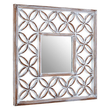 Orsina Indus Antique White Lattice Wall Mirror – Decorative Geometric
