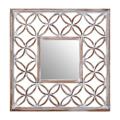 Orsina Indus Antique White Lattice Wall Mirror – Decorative Geometric