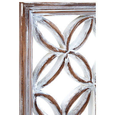 Orsina Indus Antique White Lattice Wall Mirror – Decorative Geometric