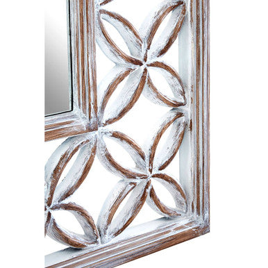 Orsina Indus Antique White Lattice Wall Mirror – Decorative Geometric