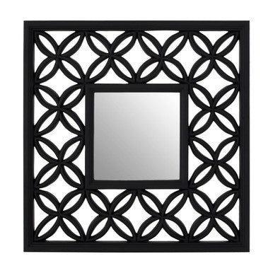 Orsina Indus Square Black Lattice Wall Mirror – Geometric Modern Decor