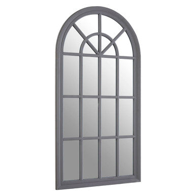 Orsina Hawthorne Arched Window Wall Mirror – Antique Grey Wood