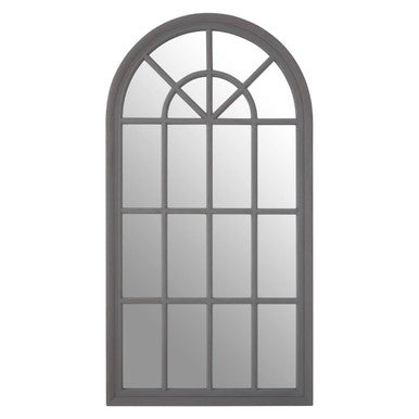 Orsina Hawthorne Arched Window Wall Mirror – Antique Grey Wood