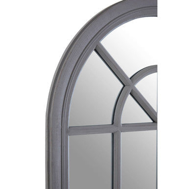 Orsina Hawthorne Arched Window Wall Mirror – Antique Grey Wood