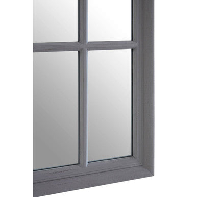 Orsina Hawthorne Arched Window Wall Mirror – Antique Grey Wood