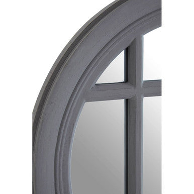 Hawthorne Round Wall Mirror by Orsina – Antique Grey Panel Effect