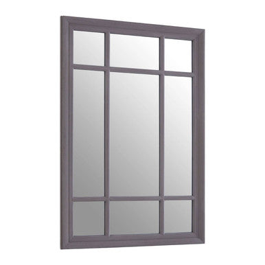 Orsina Hawthorne Window Mirror – Antique Grey Wood 9-Panel Wall Mirror