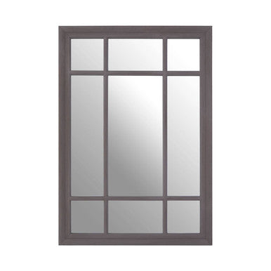 Orsina Hawthorne Window Mirror – Antique Grey Wood 9-Panel Wall Mirror