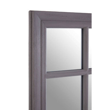 Orsina Hawthorne Window Mirror – Antique Grey Wood 9-Panel Wall Mirror