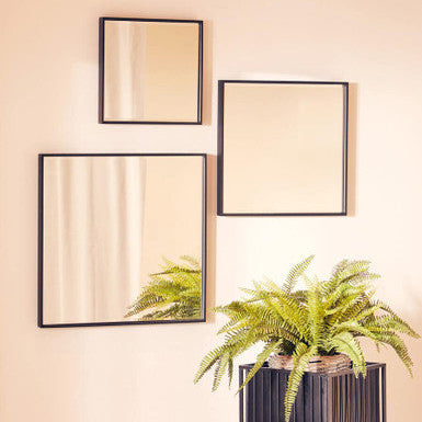 Orsina Loretta Large Square Wall Mirror – Matte Black Bevelled Glass