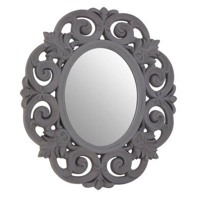 Orsina Itaka Antique Grey Scroll Design Wall Mirror | Fleur-de-Lis