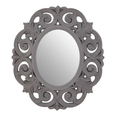 Orsina Itaka Antique Grey Scroll Design Wall Mirror | Fleur-de-Lis