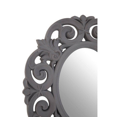 Orsina Itaka Antique Grey Scroll Design Wall Mirror | Fleur-de-Lis