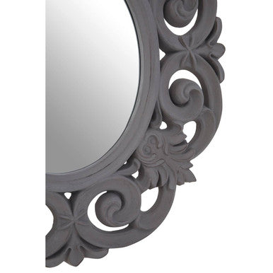 Orsina Itaka Antique Grey Scroll Design Wall Mirror | Fleur-de-Lis
