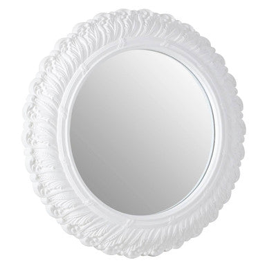 Orsina Plume Wall Mirror – Antique White Acanthus Leaf Accent Mirror