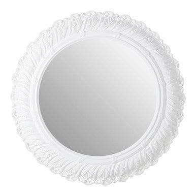 Orsina Plume Wall Mirror – Antique White Acanthus Leaf Accent Mirror