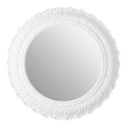 Orsina Plume Wall Mirror – Antique White Acanthus Leaf Accent Mirror