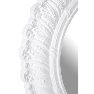 Orsina Plume Wall Mirror – Antique White Acanthus Leaf Accent Mirror