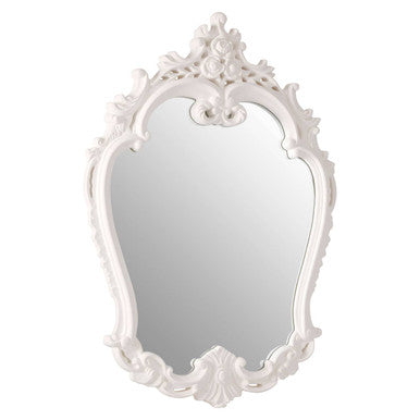 Orsina Locatelli Antique White Rose Crest Ornate Wall Mirror