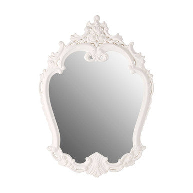Orsina Locatelli Antique White Rose Crest Ornate Wall Mirror