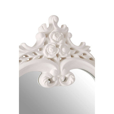 Orsina Locatelli Antique White Rose Crest Ornate Wall Mirror