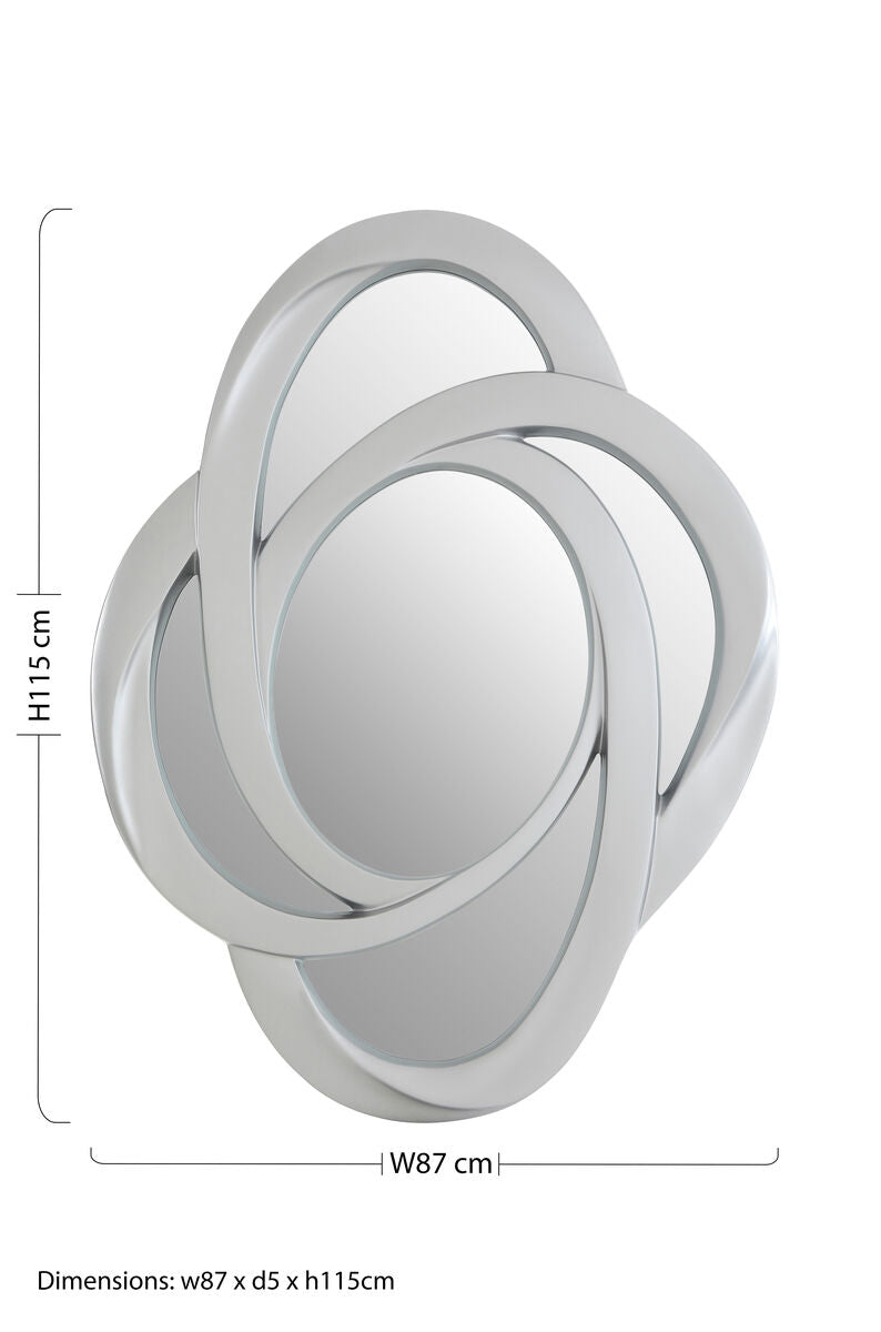 Orsina Opus Silver Elliptical Wall Mirror – Modern Sculptural Design