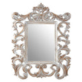 Orsina Caracci Fleur-De-Lis Wall Mirror – Antique Grey Carved Wood