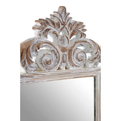 Orsina Caracci Fleur-De-Lis Wall Mirror – Antique Grey Carved Wood