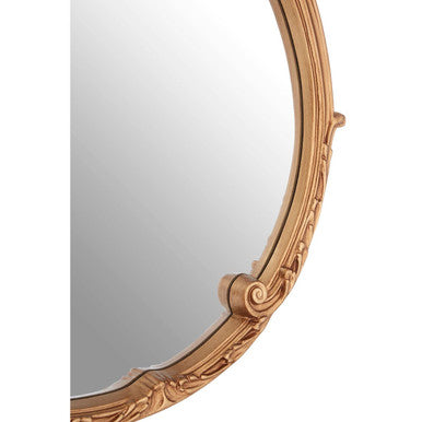 Orsina Tina Round Wall Mirror – Gold Finish Acanthus Leaf Decor