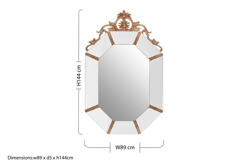 Orsina Milana Octagonal Wall Mirror – Gold Resin Neoclassical Frame