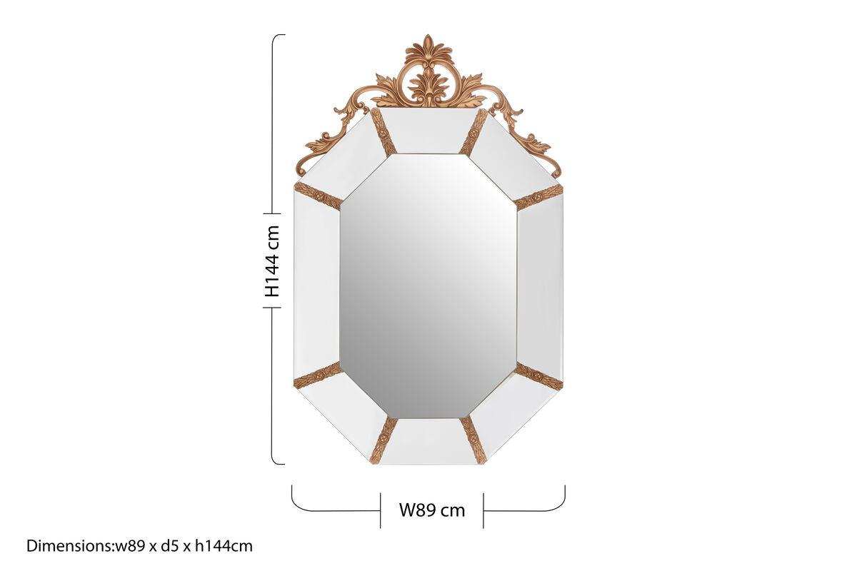 Orsina Milana Octagonal Wall Mirror – Gold Resin Neoclassical Frame