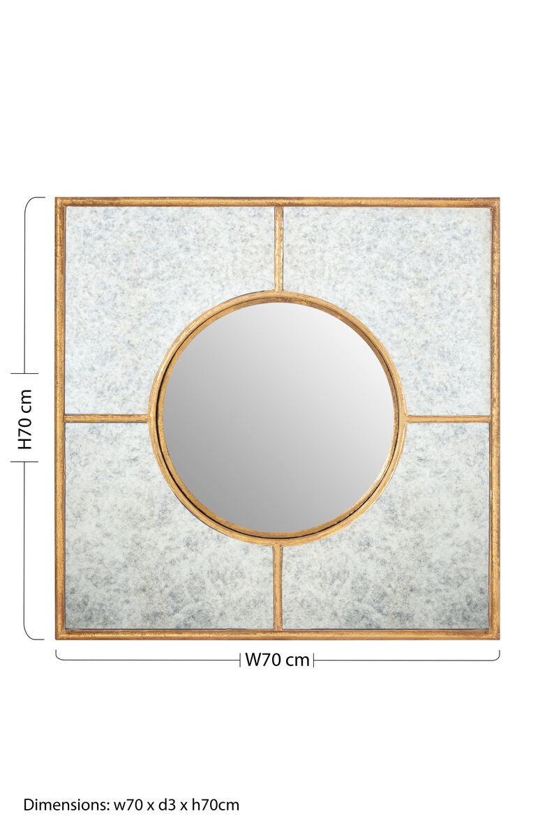Orsina Zariah Art Deco Wall Mirror – Gold Finish Oval Mirror