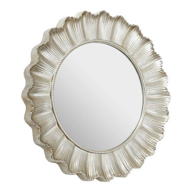 Orsina Adelere Scalloped Wall Mirror – Round Champagne Finish Decor