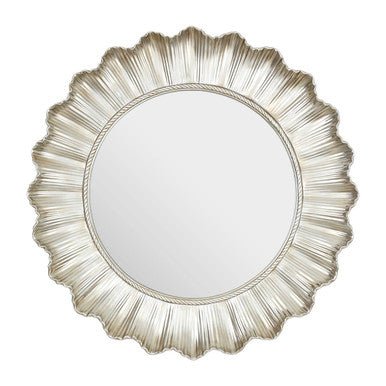 Orsina Adelere Scalloped Wall Mirror – Round Champagne Finish Decor
