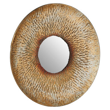 Orsina Faiza Gold Small Textured Wall Mirror – Compact Accent Decor