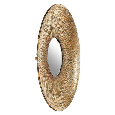 Orsina Faiza Gold Small Textured Wall Mirror – Compact Accent Decor