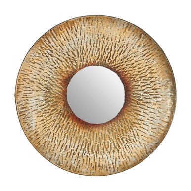 Orsina Faiza Gold Small Textured Wall Mirror – Compact Accent Decor