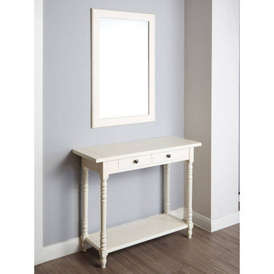 Orsina Heritage Wall Mirror – Antique White Nordic Wood Frame