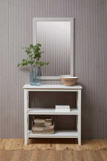 Orsina Heritage Wall Mirror – Antique White Nordic Wood Frame