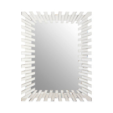Orsina Puzzle Sunburst Wall Mirror – Rectangular Silver Glam Decor
