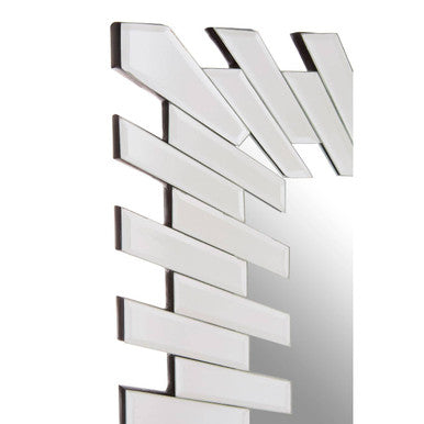 Orsina Puzzle Sunburst Wall Mirror – Rectangular Silver Glam Decor
