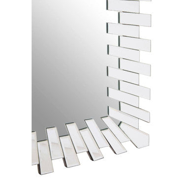 Orsina Puzzle Sunburst Wall Mirror – Rectangular Silver Glam Decor