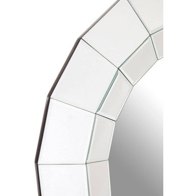 Orsina Puzzle Round Wall Mirror – Bevelled Sunburst Silver Design