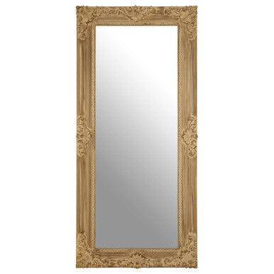 Orsina Chloe Wooden Wall Mirror – Natural Wood with Carved Accents