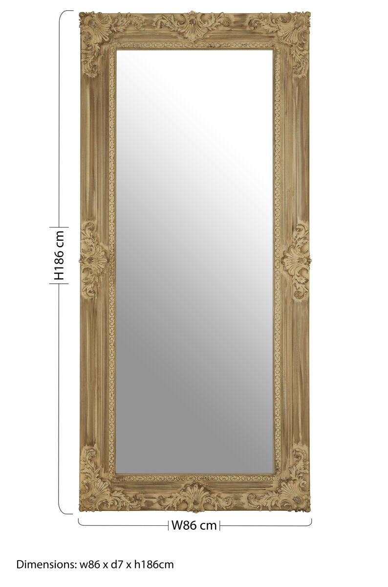 Orsina Chloe Wooden Wall Mirror – Natural Wood with Carved Accents