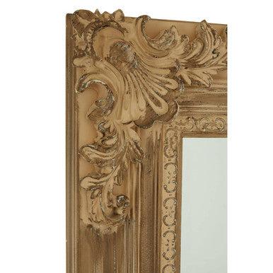 Orsina Chloe Wooden Wall Mirror – Natural Wood with Carved Accents