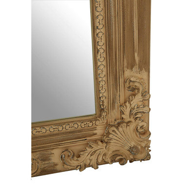 Orsina Chloe Wooden Wall Mirror – Natural Wood with Carved Accents